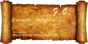 Faragó Orbán névjegykártya
